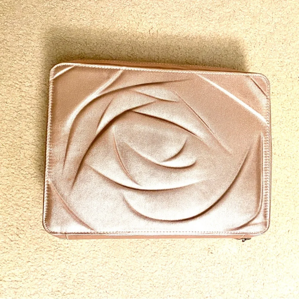 Lancome Rose Gold Metallic Beauty Care Case/Bag With Carry Handle. Brand new